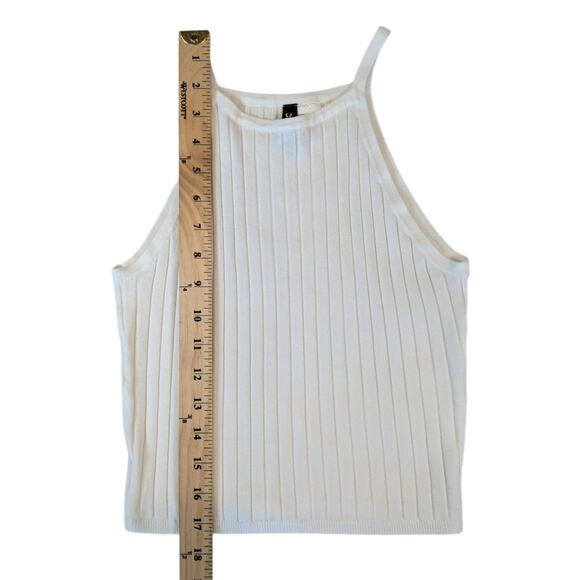 H&M Divided Ribbed Knit High Neck White Tank Top Women’s Small - Picture 6 of 7